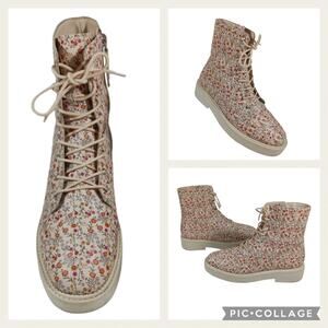 S2566 EUC SCHUTZ McKenzie Floral Combat Boots size 8.5B